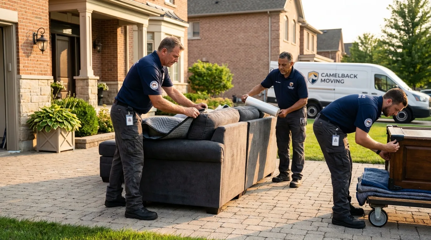 Large estate moving crew wrapping furniture in McAdoo, PA